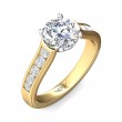 FlyerFit® 18K Yellow Gold Shank And White Gold Top Channel and Shared Prong Engagement Ring