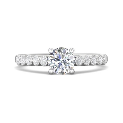 FlyerFit® Platinum Channel and Shared Prong Engagement Ring