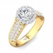 FlyerFit® 14K Yellow and 14K White Gold Micropave Halo Engagement Ring