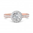 FlyerFit® 18K Pink Gold Shank And White Gold Top Micropave Halo Engagement Ring