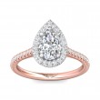 FlyerFit® 18K Pink Gold Shank And White Gold Top Micropave Halo Engagement Ring