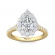 FlyerFit® 18K Yellow Gold Shank And White Gold Top Micropave Halo Engagement Ring