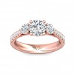 FlyerFit® 18K Pink Gold Three Stone Engagement Ring