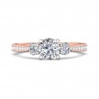 FlyerFit® 14K Pink Gold Shank And White Gold Top Three Stone Engagement Ring