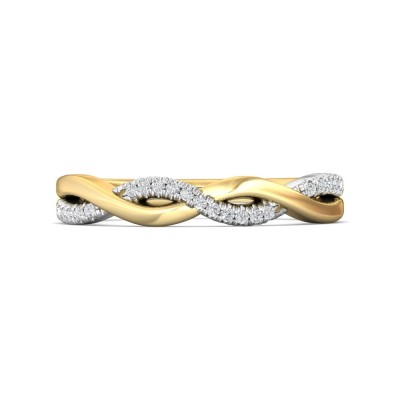 FlyerFit® 14K Yellow and 14K White Gold Micropave Cutdown Wedding Band