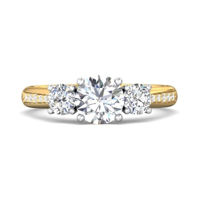 FlyerFit® 14K Yellow and 14K White Gold Three Stone Engagement Ring