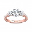 FlyerFit® 18K Pink Gold Shank And White Gold Top Three Stone Engagement Ring