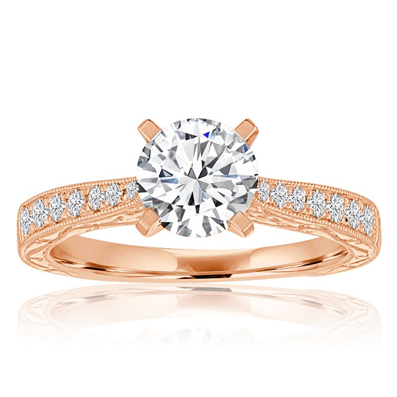Round Diamond Pavé Filigree Engagement Ring