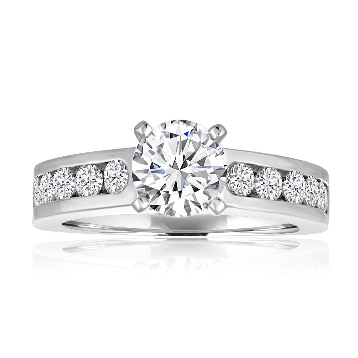 10 Stone Round Diamond Channel Set Cathedral Setting
