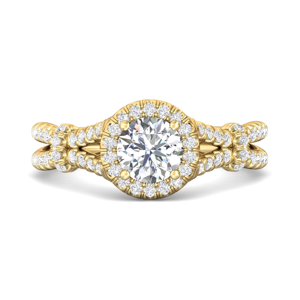 FlyerFit® 14K Yellow Gold Split Shank Engagement Ring
