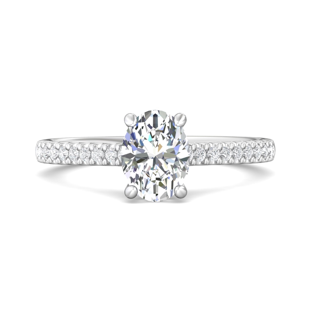 FlyerFit® 14K White Gold Micropave Engagement Ring