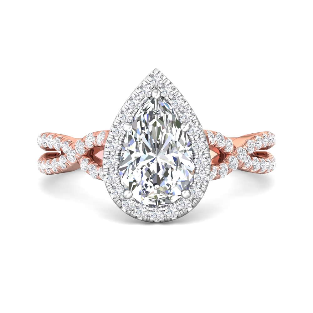 FlyerFit® 18K Pink Gold Shank And White Gold Top Split Shank Engagement Ring