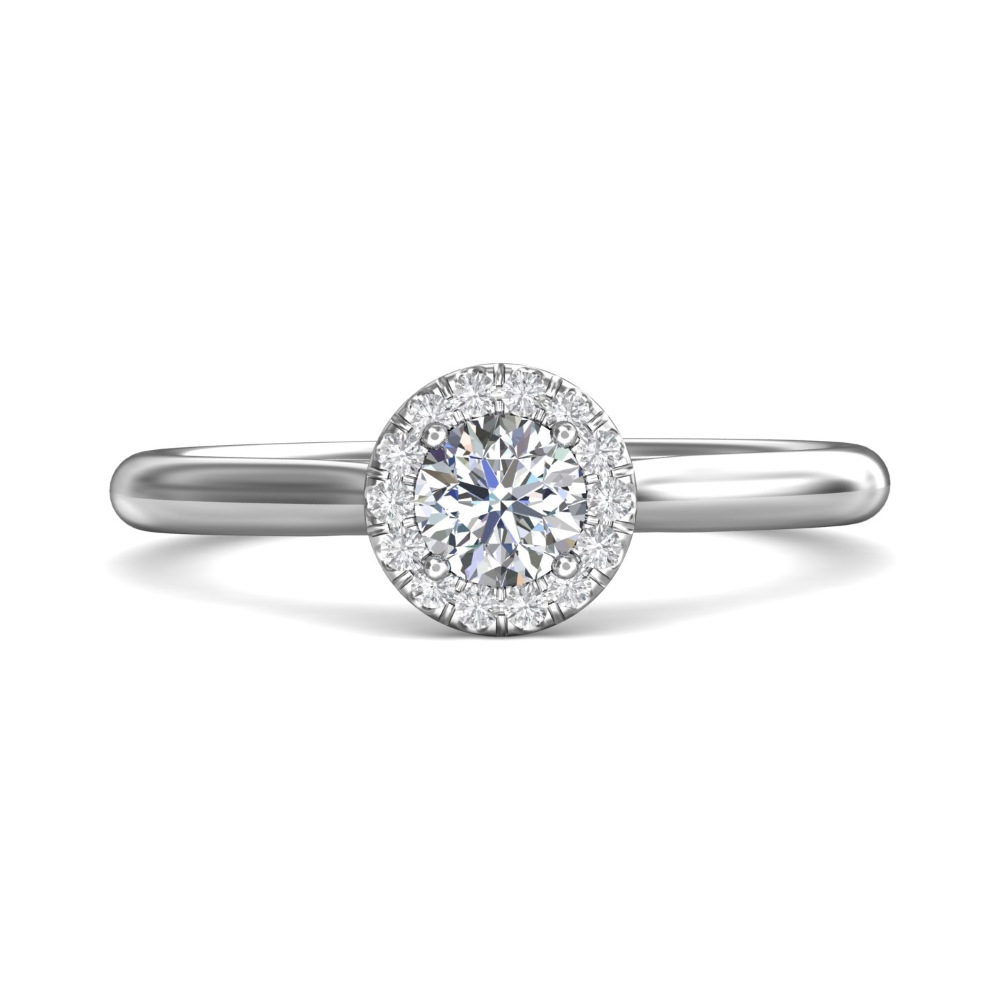 FlyerFit® 18K White Gold Solitaire Engagement Ring