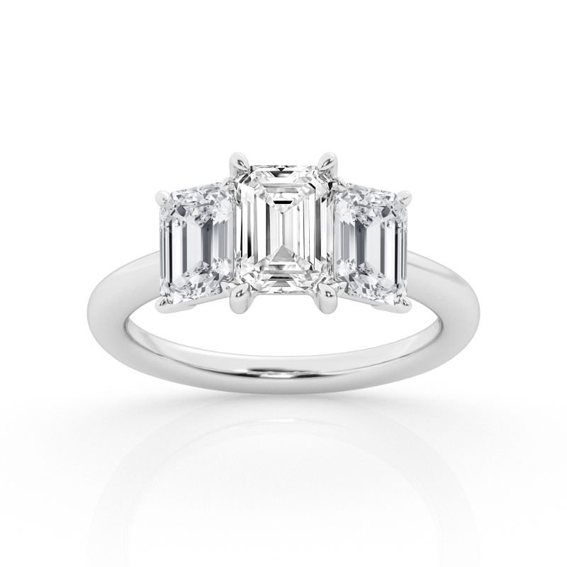 3ct Emerald Three Stone Engagement Ring